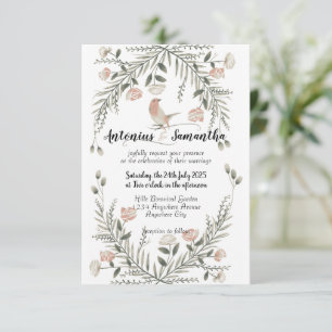 faire-part de mariage d'illustration des fleurs et