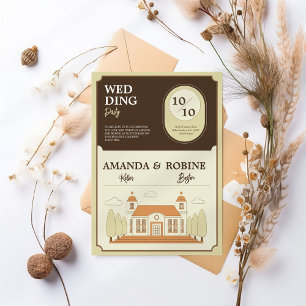 Faire-part de mariage d'illustration du bâtiment v