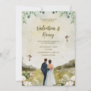 Faire-part de mariage d'illustration unique en cou