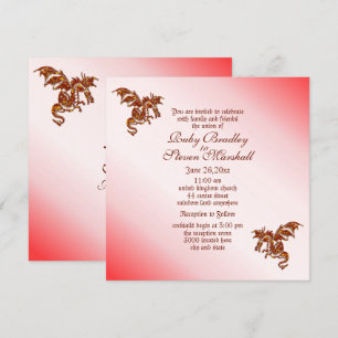 Faire-part de mariage d'Imaginaire de dragon rouge