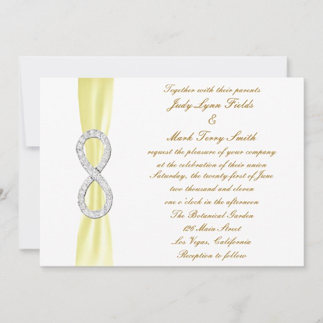 Faire-part de mariage d'infinité de diamant jaune (Devant)