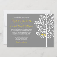 Faire-part de mariage d'Inséparables d'arbre jaune