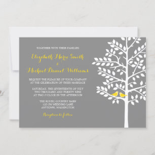 Faire-part de mariage d'Inséparables d'arbre jaune