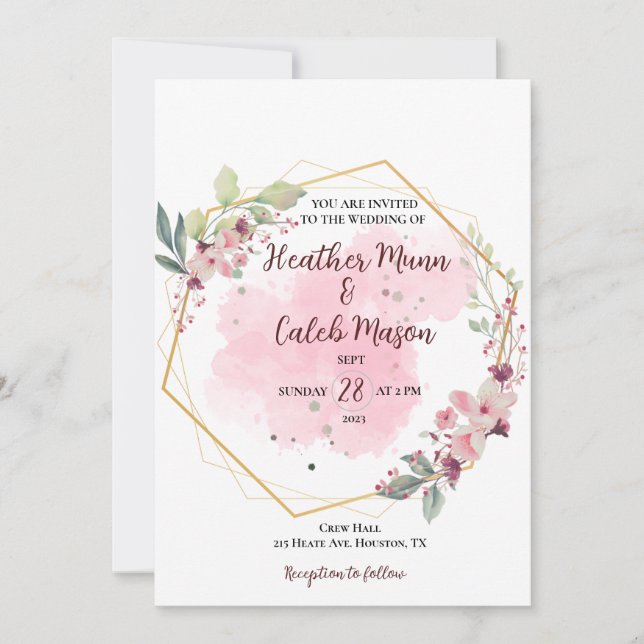 Faire-part de mariage d'inspiration florale (Devant)