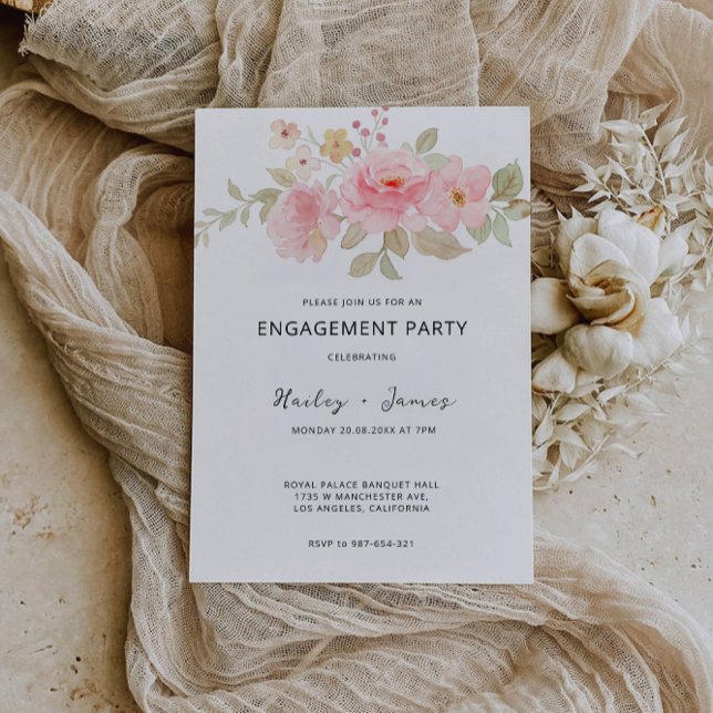 Faire-part de mariage d'invitation Fiançailles ros (Rose Engagement Invitation Wedding Invitation)