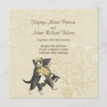 Faire-part de mariage d'ivoire Posh Cats