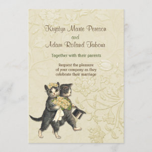 Faire-part de mariage d'ivoire Posh Cats
