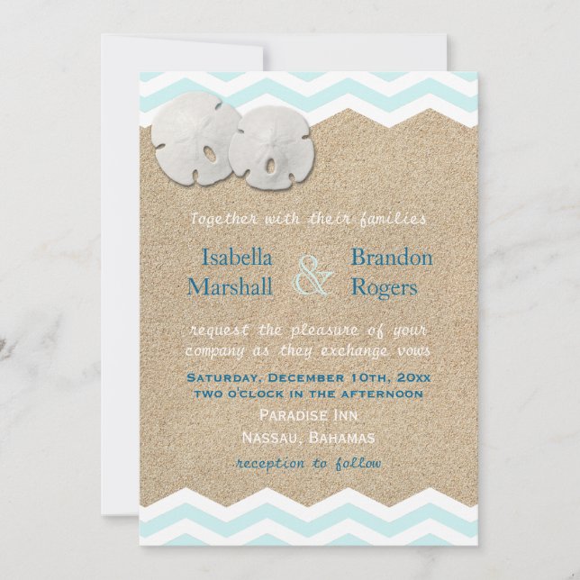 Faire-part de mariage Dollars De Sable De Plage (Devant)