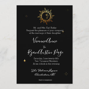 Faire-part de mariage d'or Celestial Boho
