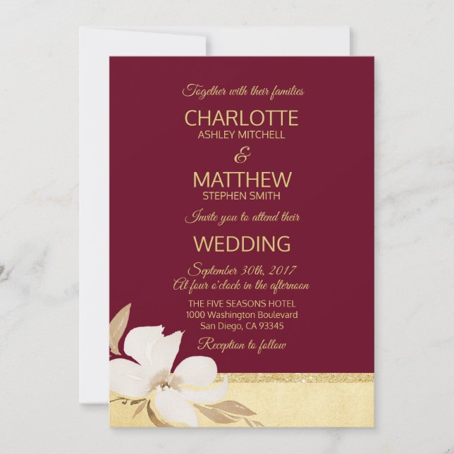 Faire-part de mariage d'or de Bourgogne (Devant)