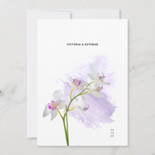 Faire-part de mariage d'orchidée d'aquarelle botan (Devant)