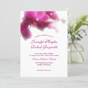 Faire-part de mariage d'orchidée rose
