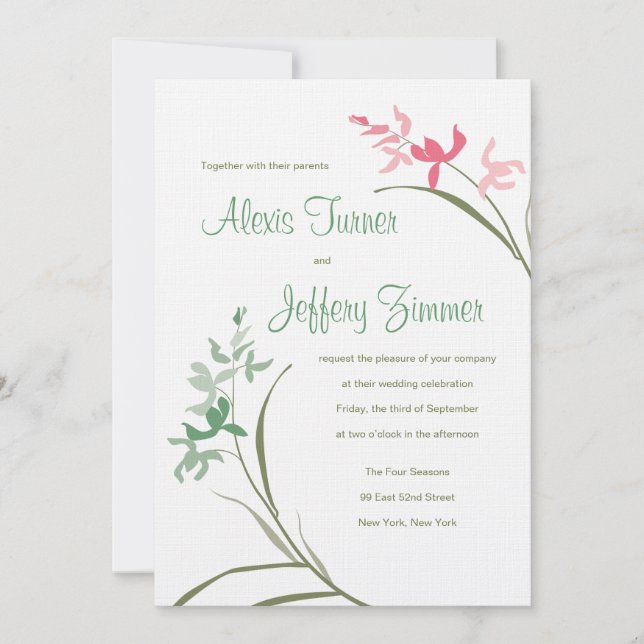 Faire-part de mariage d'orchidées - Hameau et goya (Devant)