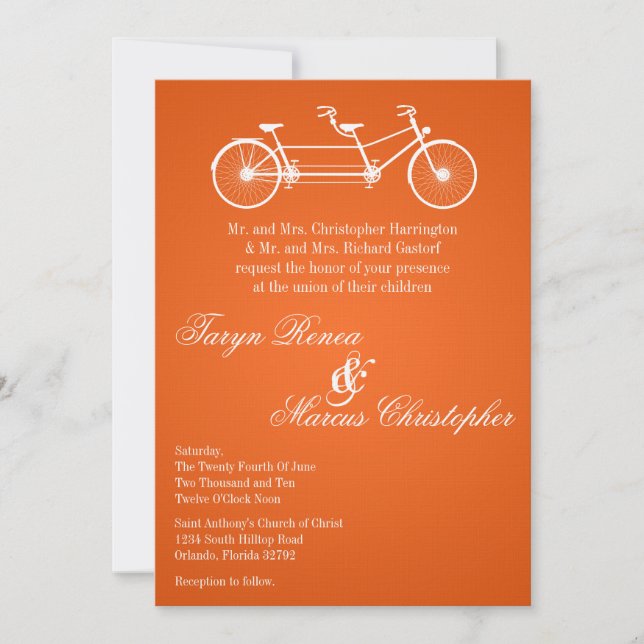 faire-part de mariage double orange 5x7 (Devant)