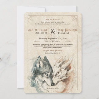 Faire-part de mariage Dragon et Loup