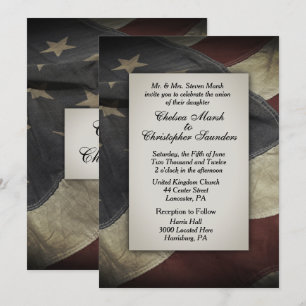 Faire-part de mariage drapeau vintage Worn USA