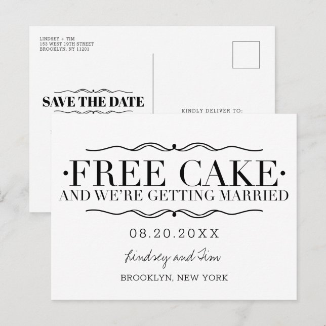 Faire-part de mariage drôle de gâteau gratuit (Devant / Derrière)