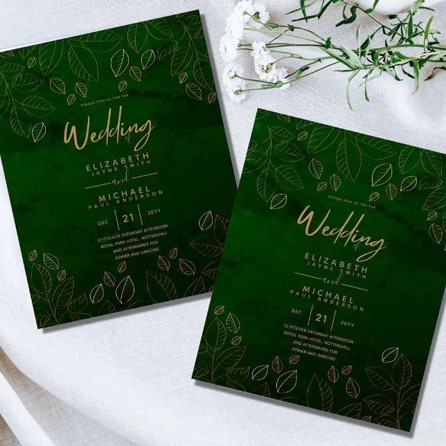 Faire-part de mariage du budget des Feuilles d'or  (Créateur téléchargé)