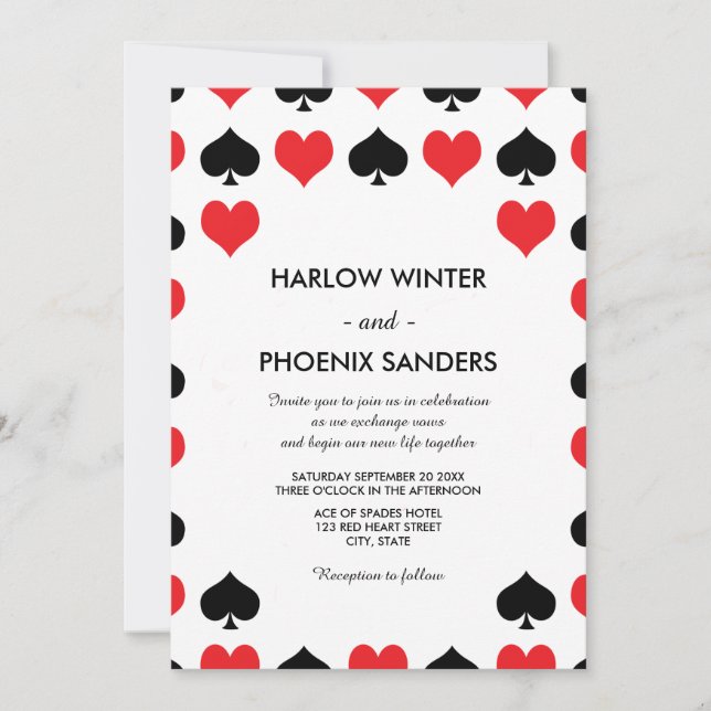 Faire-part de mariage du casino Hearts Spades (Devant)