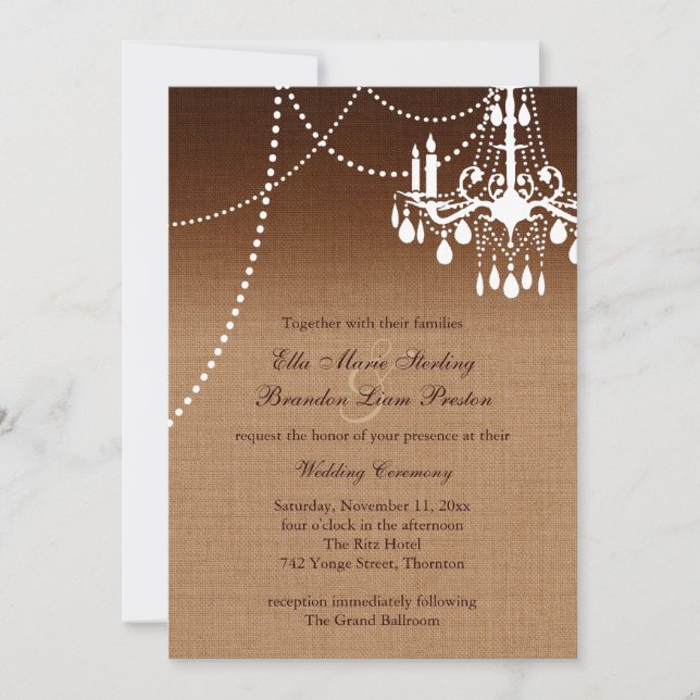 Faire-part de mariage du chandelier Ombre (Devant)
