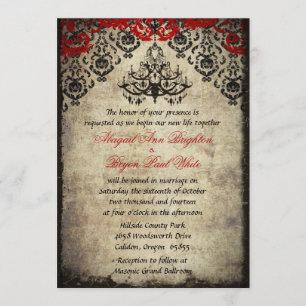 Faire-part de mariage du chandelier Vintage rouge