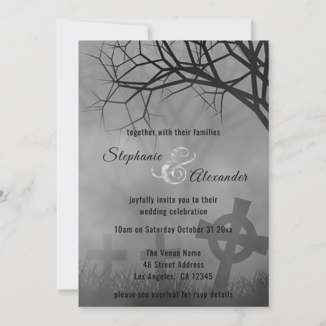 Faire-part de mariage du cimetière gothique de fum (Devant)