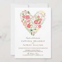 FAIRE-PART DE MARIAGE DU COEUR FLORAL DU PRINTEMPS