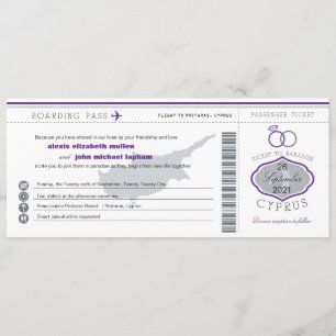 Faire-part de mariage du col Purple Cyprus Boardin