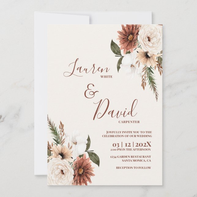 Faire-part de mariage du désert de Boho (Devant)