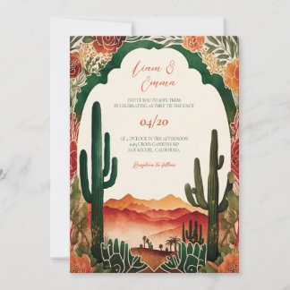 Faire-part de mariage du désert de Cactus du Mexiq