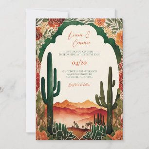 Faire-part de mariage du désert de cactus mexicain