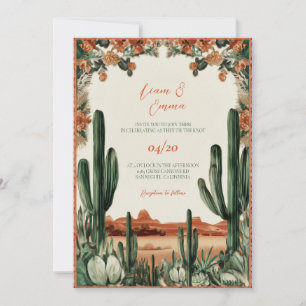 Faire-part de mariage du désert de cactus mexicain