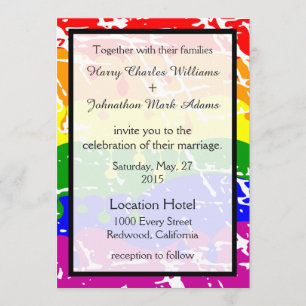 Faire-part de mariage du drapeau gay Rainbow Freed