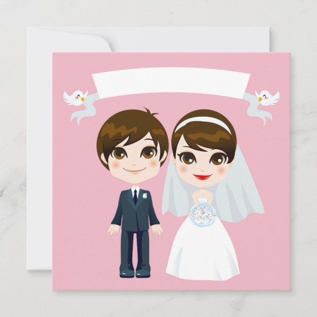 faire-part de mariage du joli couple sucré (Devant)