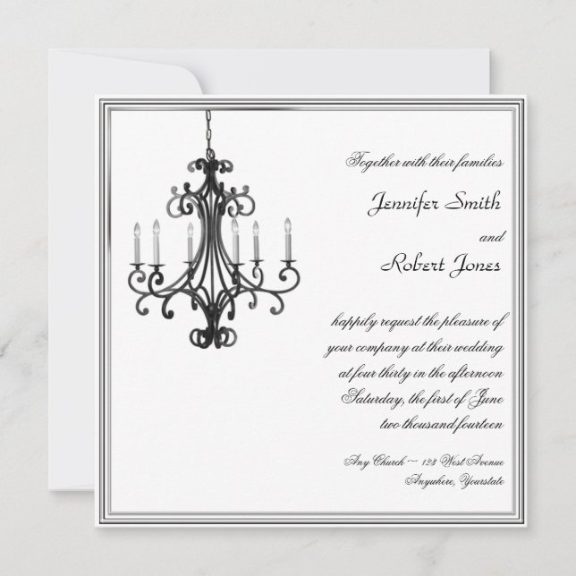 Faire-part de mariage du lustre glamour hollywoodi (Devant)
