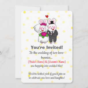 Faire-part de mariage du mignon couple de lapins