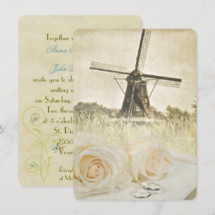 Faire-part de mariage du moulin à vent néerlandais