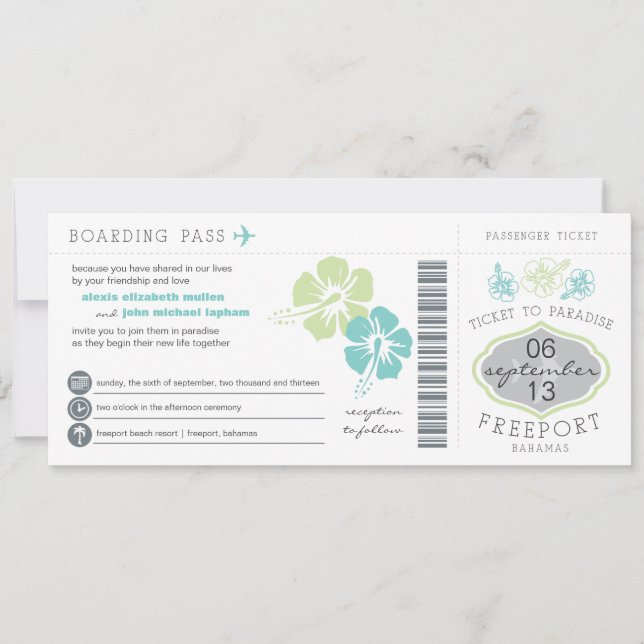 Faire-part de mariage du Pass d'embarquement des B (Devant)