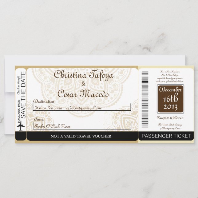 Faire-part de mariage du Pass d'embarquement du Pa (Devant)