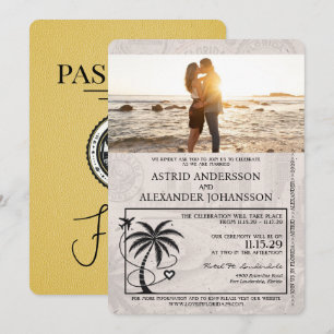 Faire-part de mariage du passeport de Floride jaun