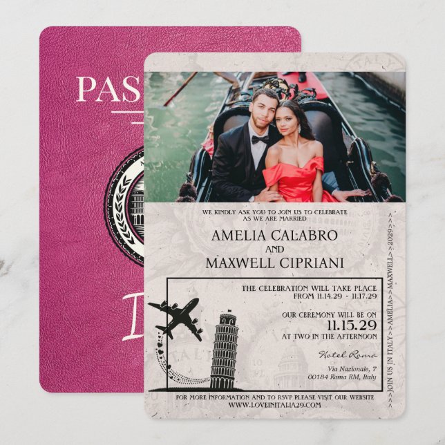 Faire-part de mariage du Passeport de Magenta Ital (Devant / Derrière)