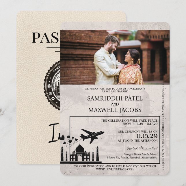 Faire-part de mariage du passeport ivoirien en Ind (Devant / Derrière)