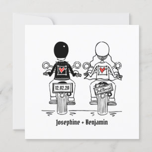 Faire-part de mariage du soir de moto sur mesure