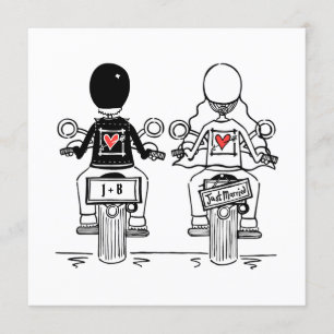 Faire-part de mariage du soir de moto sur mesure