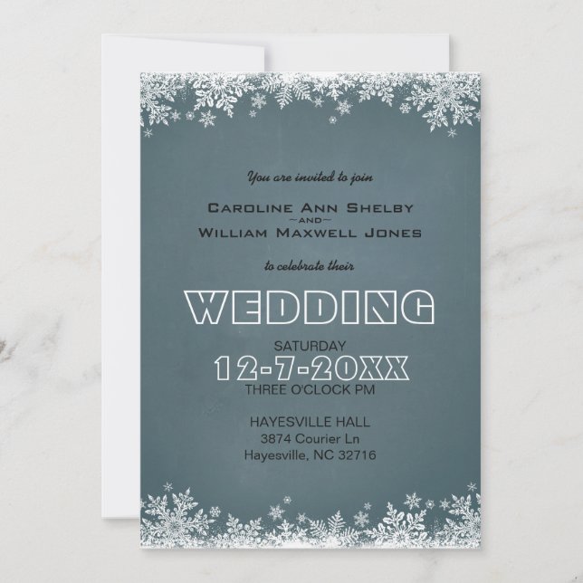 Faire-part de mariage du tableau de bord de neige (Devant)
