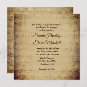 Faire-part de mariage du thème Partition