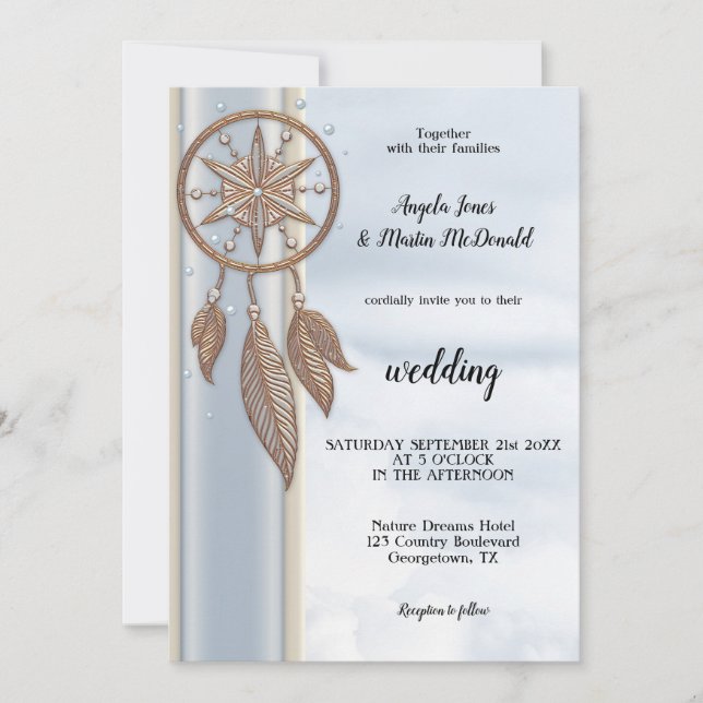 Faire-part de mariage Dusty Blue Dreamcatcher (Devant)