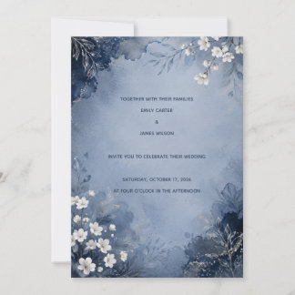 Faire-part de mariage Dusty Blue et Navy Blossom