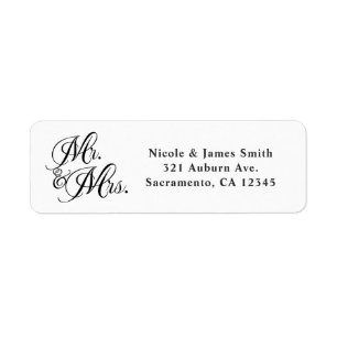 Faire-part de mariage écriture Mr. & Mrs. Black Wh