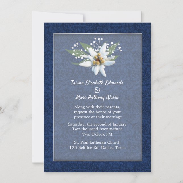 Faire-part de mariage Edelweiss (Devant)